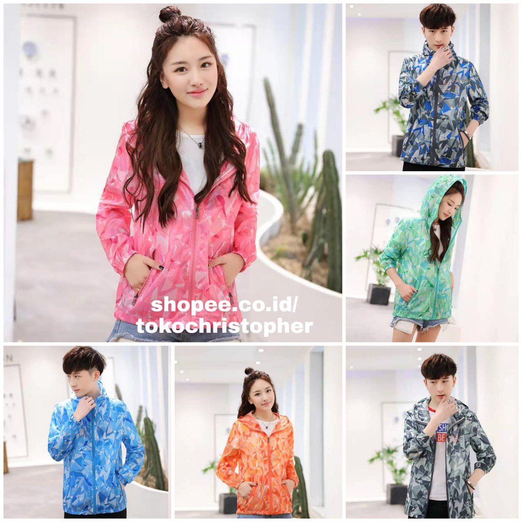 Jaket Running Parasut Pria Wanita, Jaket Anti UV, Jaket Gradasi, Jaket