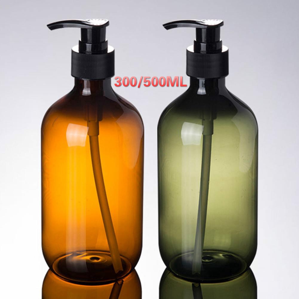 Botol Dispenser Sabun / Shampoo / Lotion dengan Bahan Gel Warna Amber Ukuran 300 / 500ml