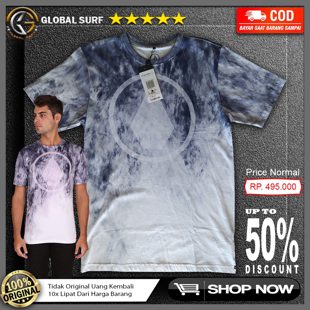 Kaos Volcom Original Motif All Print Logo Depan Baju Casual Pria Lengan Pendek Modern Fit Asia Style