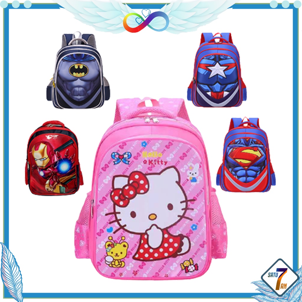 Satu7an T154 Tas Ransel 3D Anak Motif Timbul Karakter Kartun Tas Punggung Sekolah Tas Anak Nilon