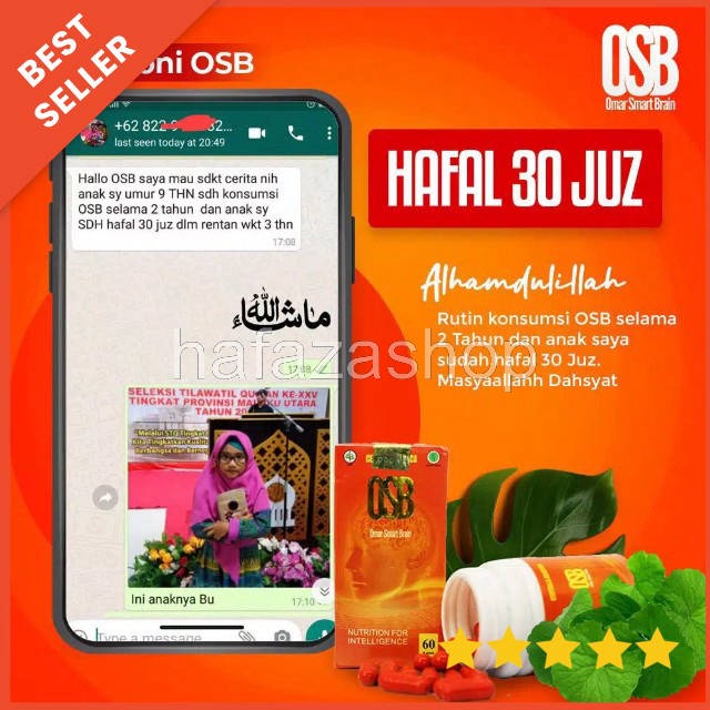 OSB Vitamin Otak Anak dan dewasa Omar Smart Brain Kapsul 100 % Produk Asli &amp; Original Free Madu Bee Omar