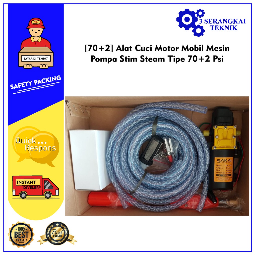 [70+2] Alat Cuci Motor Mobil Mesin Pompa Stim Steam Tipe 70+2 Psi