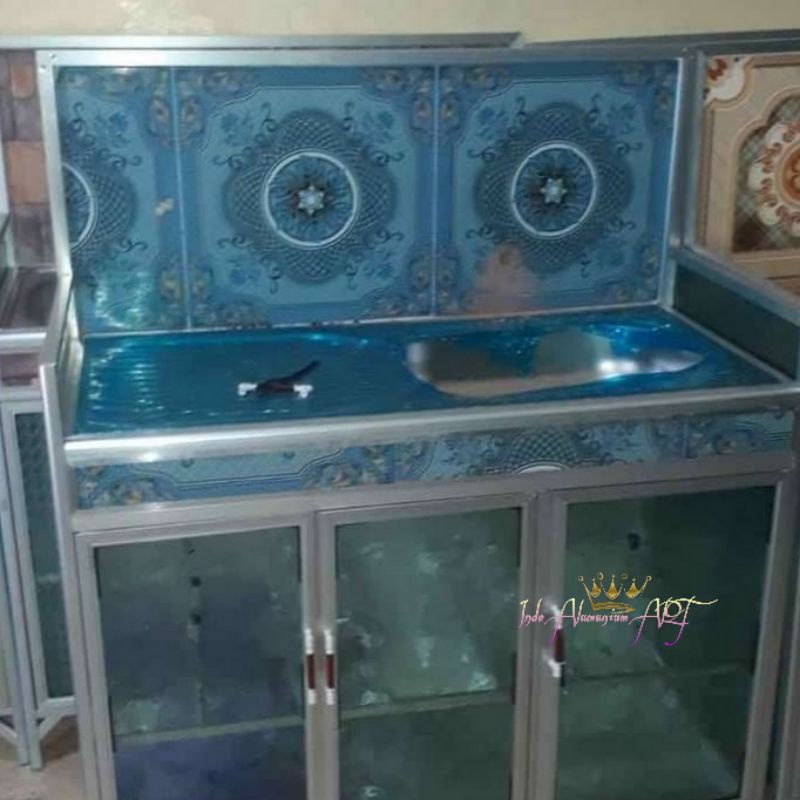 Wastafel Serbaguna - Rak Piring Bahan Alumunium Kaca