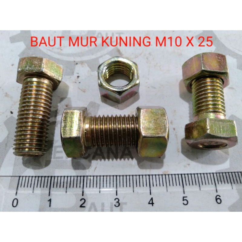 Jual BAUT MUR M10 X 25 KUNING / BAUT MUR M10 X 2,5 CM KUNINGAN KUNCI 14 ...