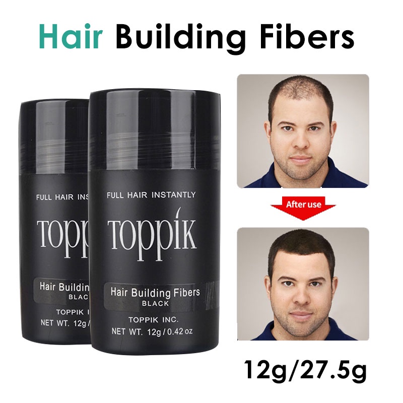 Hair Building Fibers toppik 27.5 gram original usa bubuk fiber untuk penumbuh rambut kebotakan (Penebal Rambut 100%) - Hitam