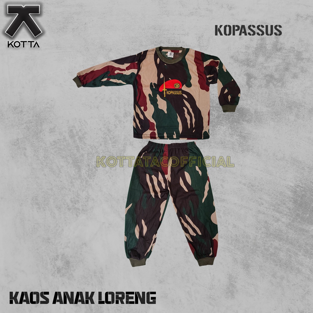 KAOS ANAK LORENG - SETELAN KAOS ANAK LORENG TNI - SETELAN ANAK CAMO PERBAKIN - TRAINING ANAK LORENG