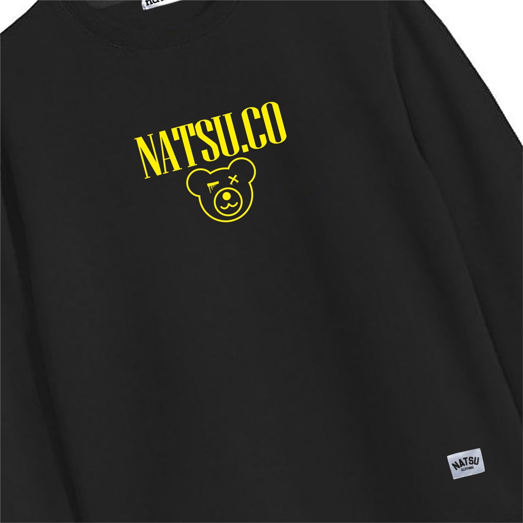 Sweater Crewneck simpel Logo Natsu Co. Bear Kuning