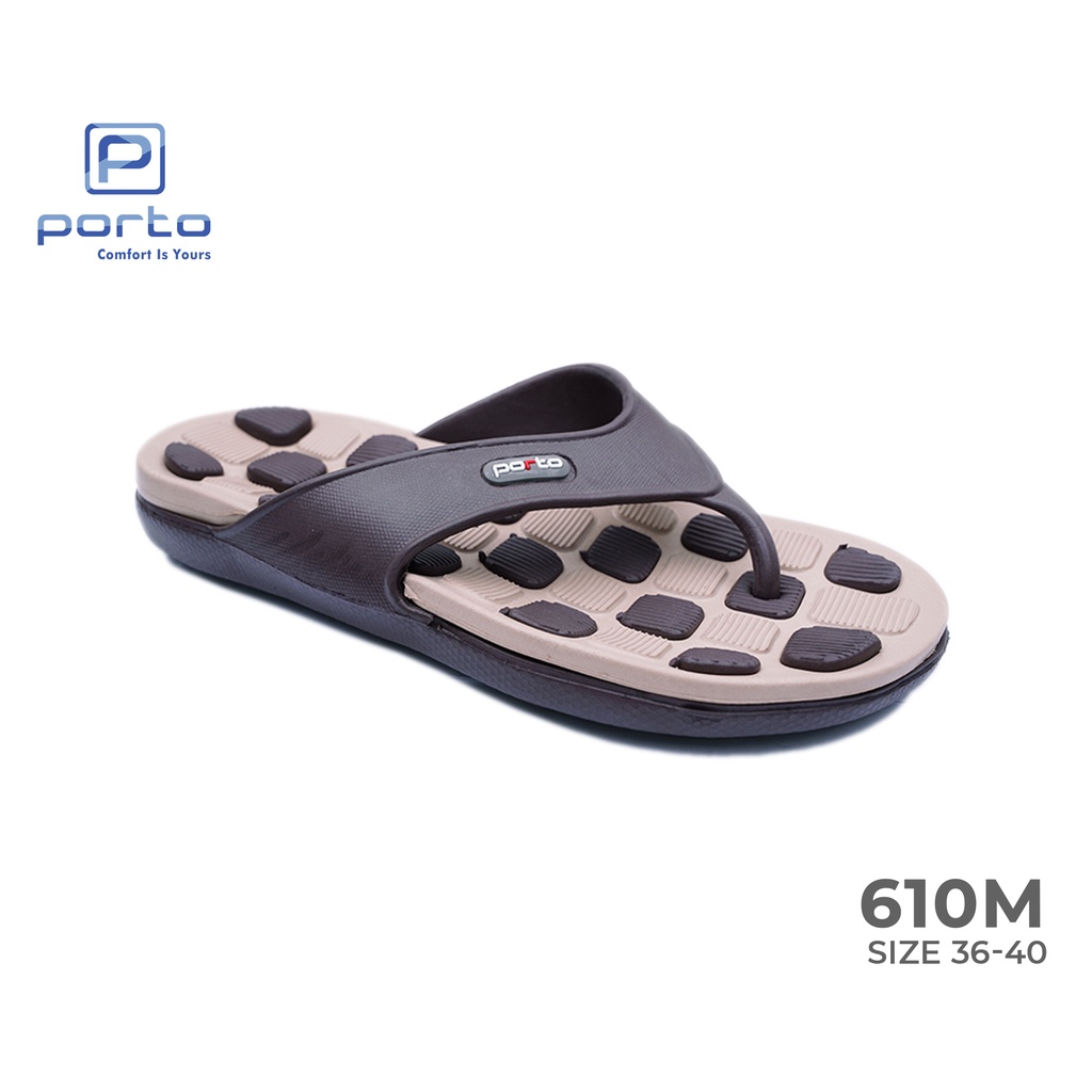 610M - Porto Leveling Sandal Pria Jepit Harian Keren Flip Flop Motif Kotak Karet Nyaman Empuk