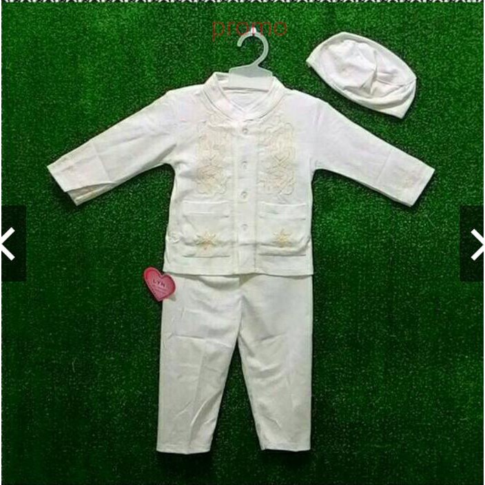 (real pic) set koko kaos putih bayi anak 6 bulan 1 2 3 Tahun bordir - size 0