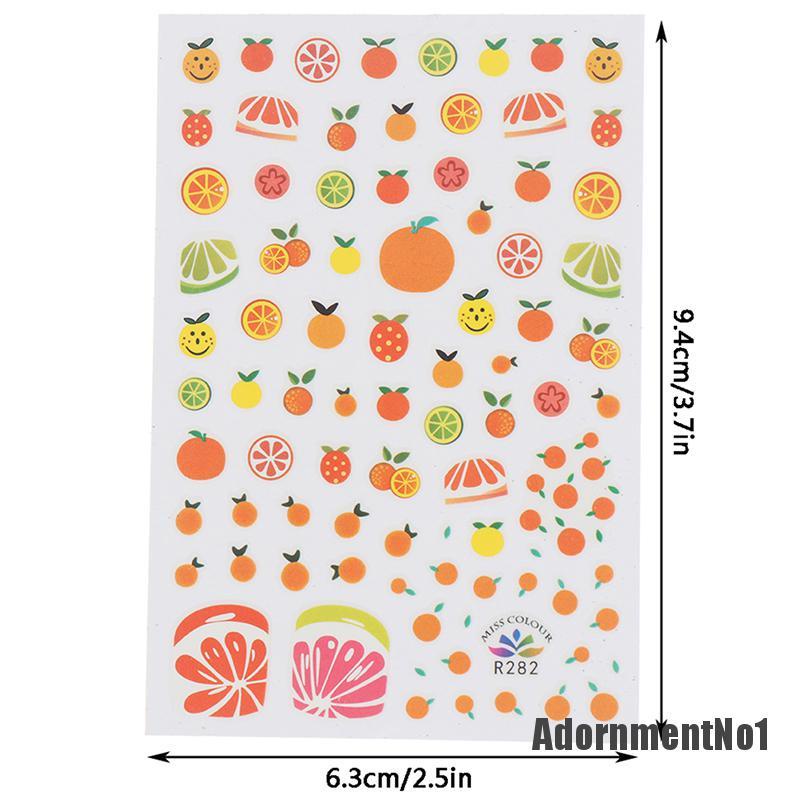 (Adornmentno1) 1 Lembar Stiker Kuku Motif Alpukat / Kaktus / Bunga / Buah Untuk Nail Art / Manicure