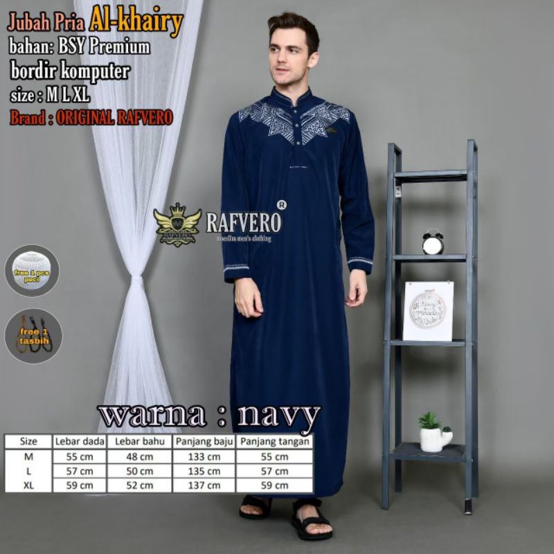 Baju Jubah Gamis Muslim Pria Dewasa/Jubah bordir Pria pakistan/Jubah bordir Pria Arab Dewasa/Jubah Gamis Dewasa Terbaru  2022 Al khairy 100% Original Rafvero-2