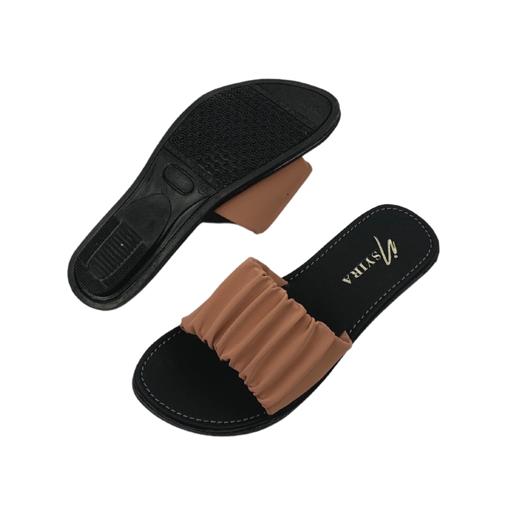 Insyira - Sandal Wanita Sylvia / Sandal Slop Wanita Non Slip Alas Hitam