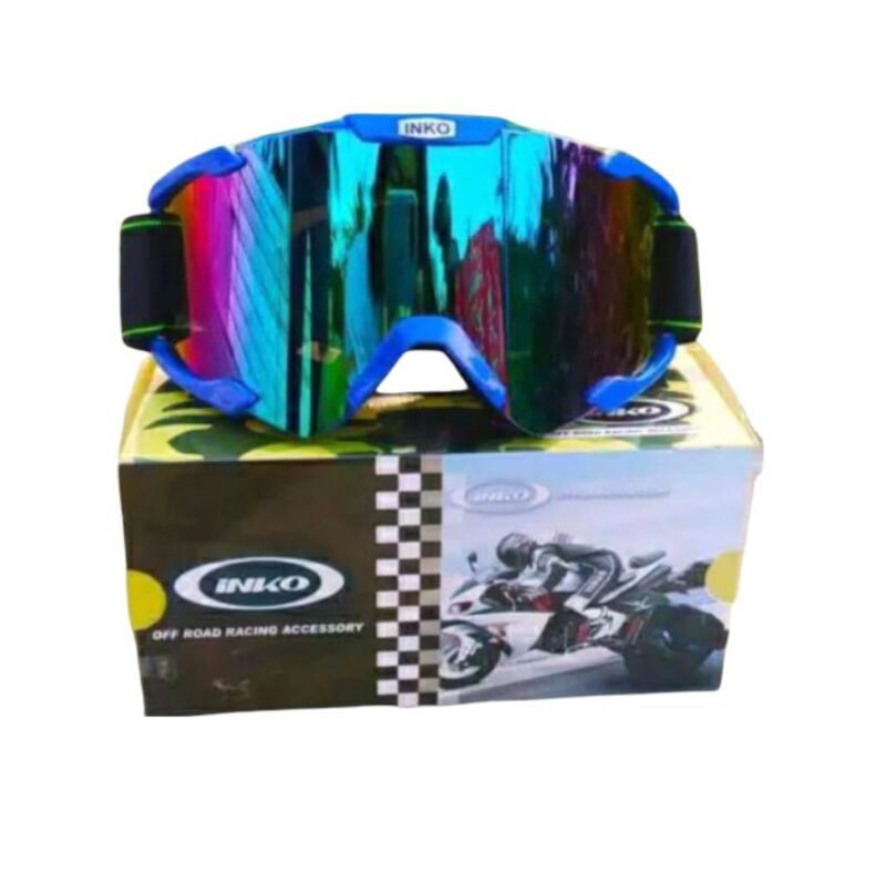 KACA GOOGLE INKO KACA GOOGLE CROSS KACA HELM CROSS KACA GOOGLE CROSS SILVER RAINBOW VISOR HELM KACA HELM ORIGINAL