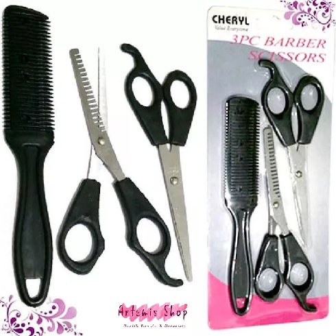 Cheryl Barber Scissors Kit Gunting Sasak Rambut Set Sisir Potong Kumis CR-5408 / CR-5405