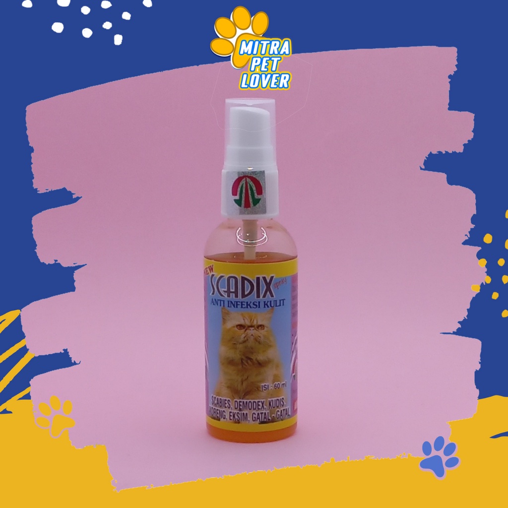 OBAT ANTI INFEKSI KULIT KUCING - SCADIX CAT SPRAY 60 ML - SEMBUHKAN SCABIES LUKA DEMODEX KUDIS EKSIM KORENG GATAL JAMUR BAKTERI KUTU VIRUS KITTEN - MURAH GARANSI KUALITAS ASLI ORIGINAL - PET ANIMAL TAMASINDO OBAT &amp; VITAMIN HEWAN PELIHARAAN MITRAPETLOVER