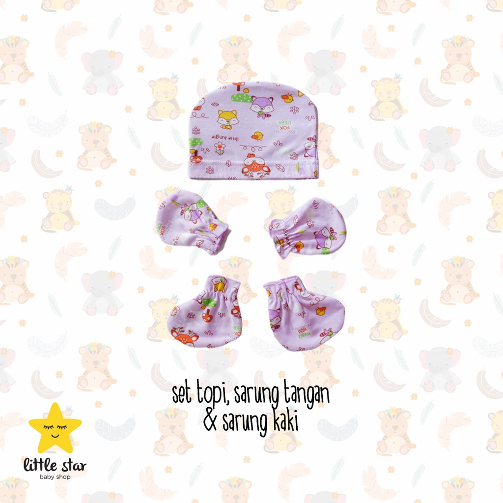 Y Lin Set Sarung Tangan Sarung Kaki Topi Bayi Cewek Cowok Motif