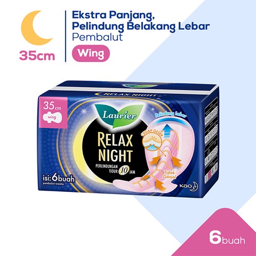 laurier relax night 35cm isi 6 pembalut wanita