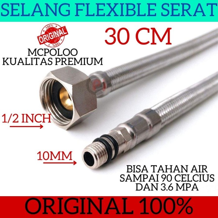 MCPOLOO Selang Flexible Hose Serat 1/2 Inch x 10mm Bahan Premium 30 cm