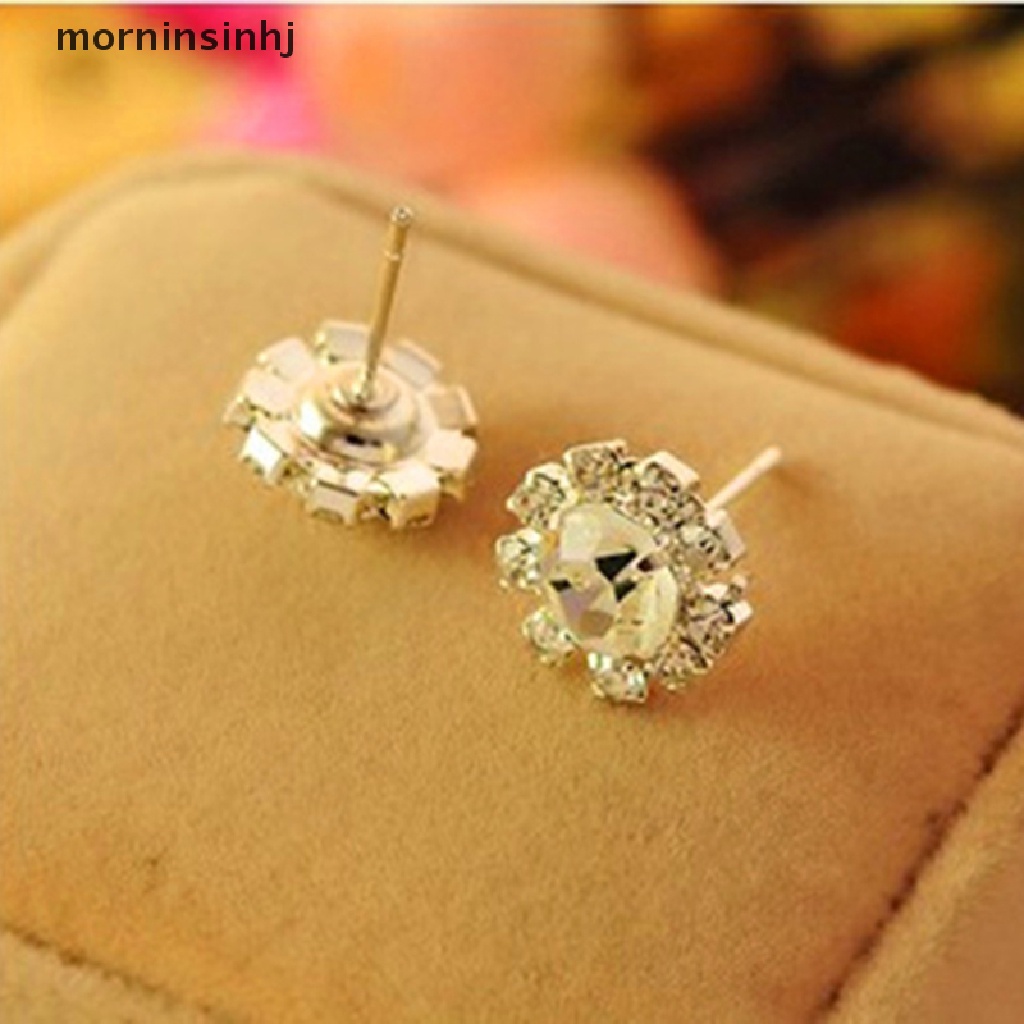 Mornin Anting Tusuk Gantung Desain Bunga Hias Kristal Untuk Wanita