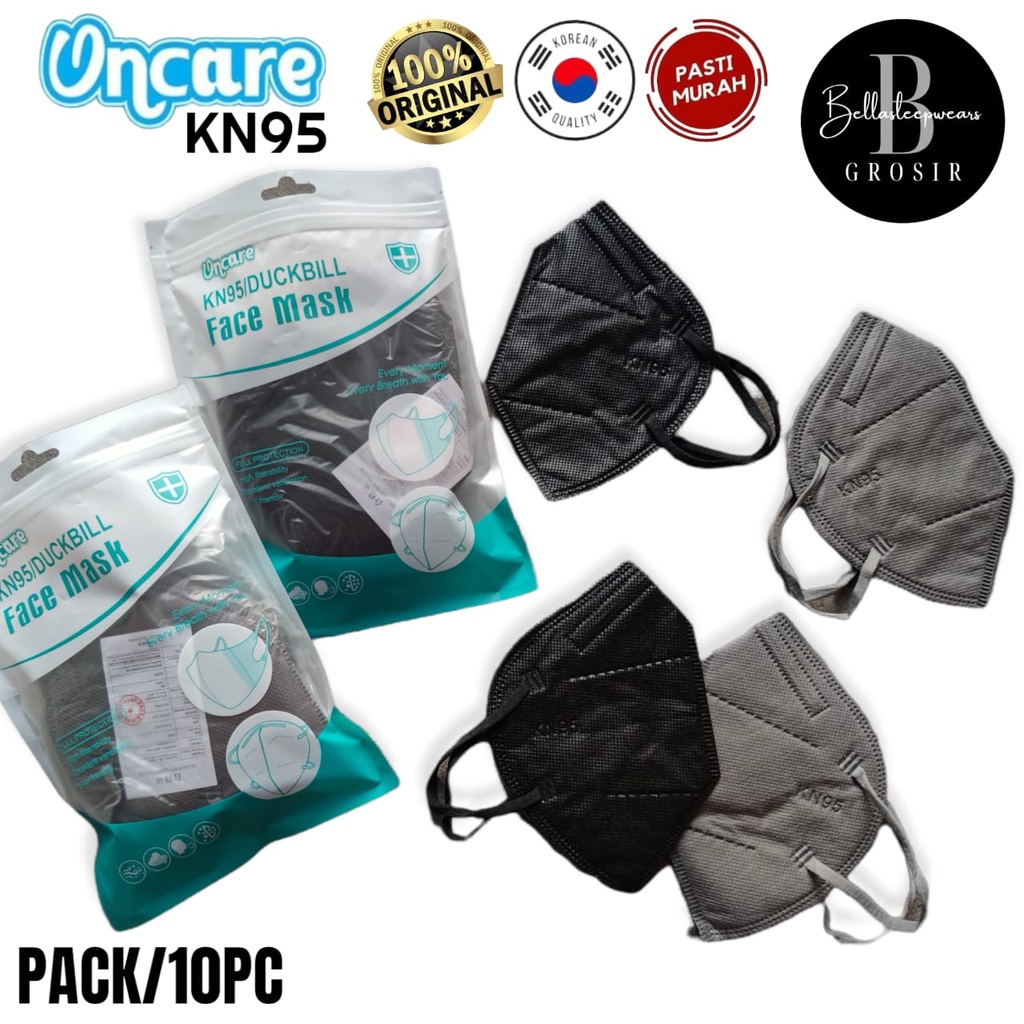 PROMO KN95 10 PC - MASKER KN95 MURAH EARLOOP 5PLY PUTIH DAN HITAM ABU - ONCARE / FACE MASK MURAH