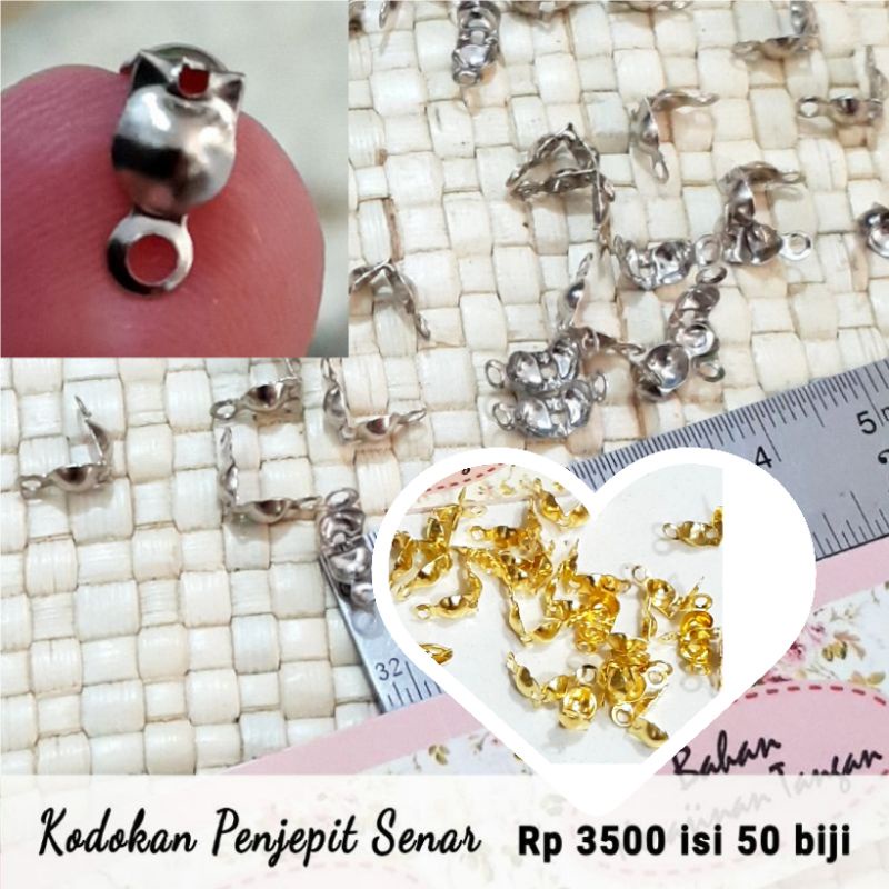 50 Biji Kodokan Penjepit Nikel / Gold Tali Senar 1mm