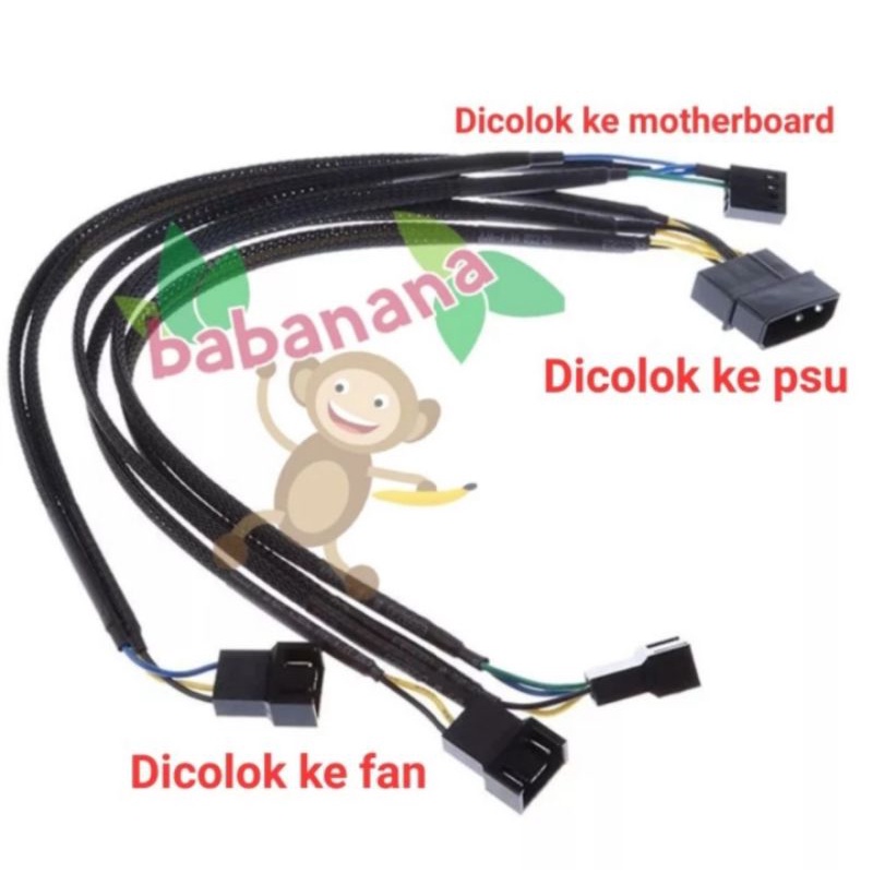 Kabel Splitter 1 to 3 Pwm with molex Computer Case Fan cabang hub