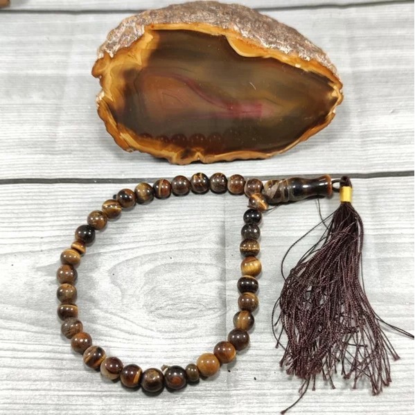 Tasbih Biduri Sepah Tiger Eye 33 Butir Natural Batu AlaM