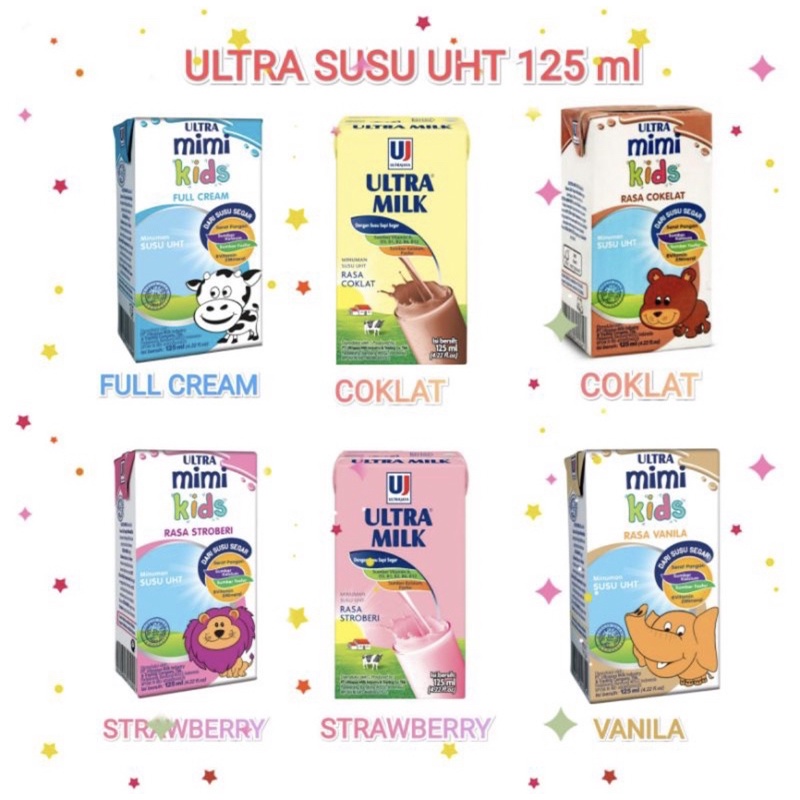 

UHT ULTRA MIMI KIDS/ ULTRA MILK 125ml KARTONAN (1 dus isi 40 pcs)