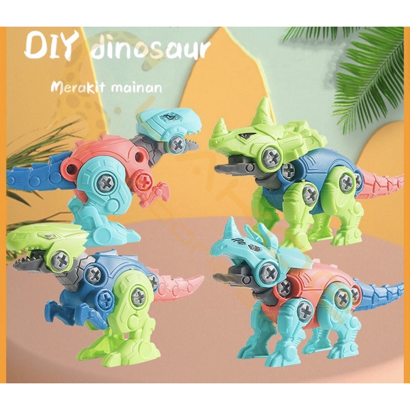 DIY DINO PUZZLE ASSEMBLY MAINAN ANAK BONGKAR PASANG / MAINAN DIY DINOSAURUS BONGKAR PASANG OBENG