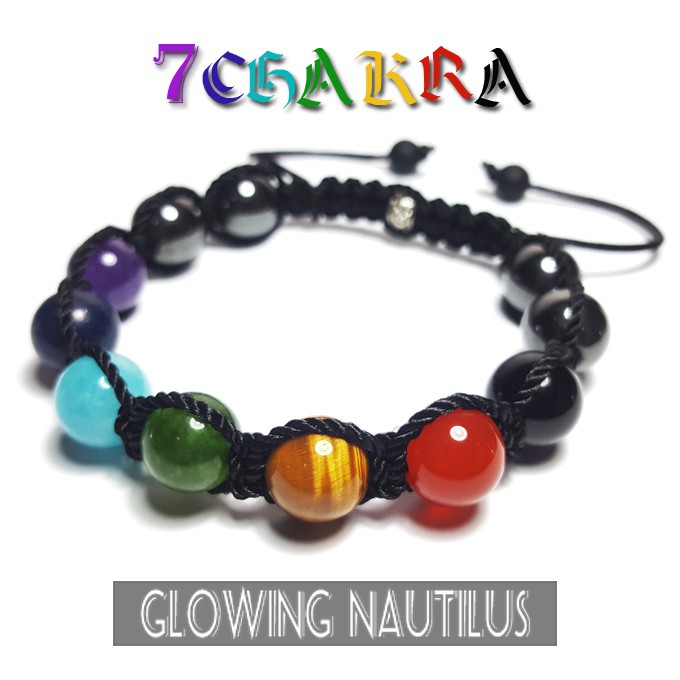  Gelang  Batu Asli  Cowok Cewek Shambala 7  Chakra  10mm 