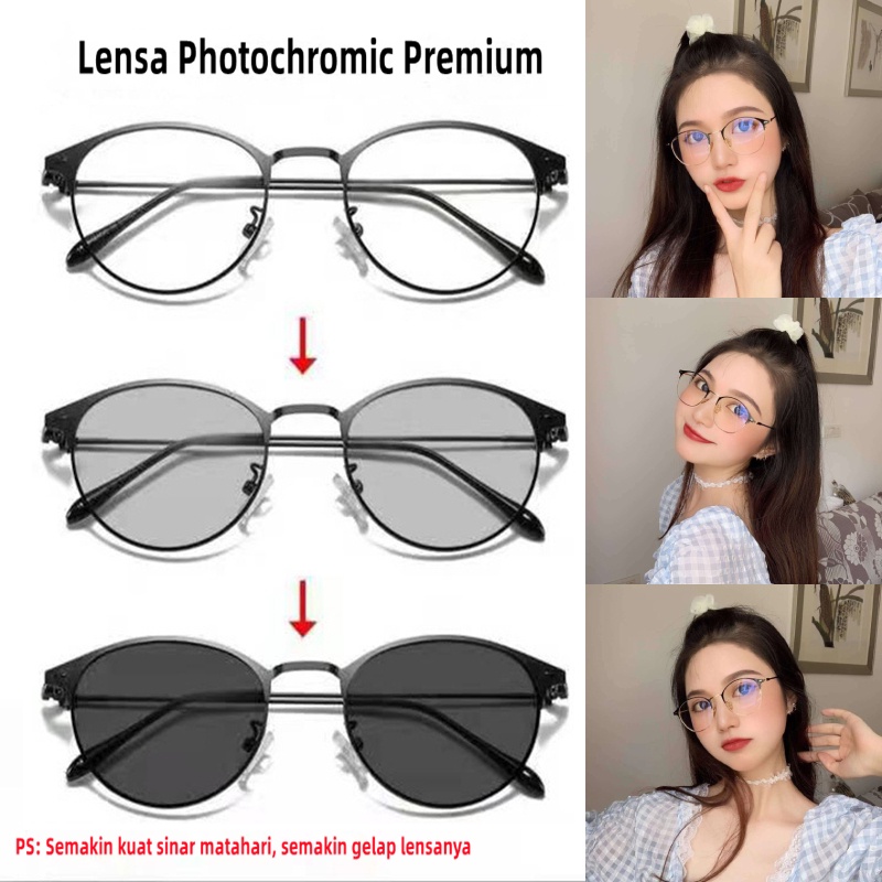 fashion murah kacamata photochromic oval bulat persegi wanita pria photochromic photochromic kacamata perlindungan radiasi korea perlindungan radiasi photochromic photochromic pria blue light photochromic