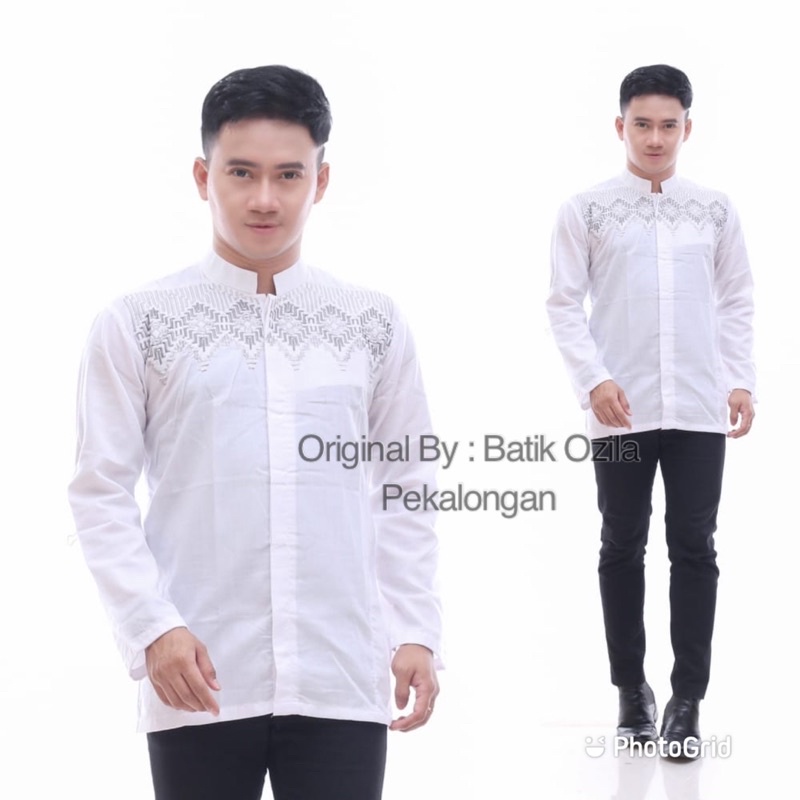 Baju Koko Bordir Terbaru - Koko Pria Polos Putih COD