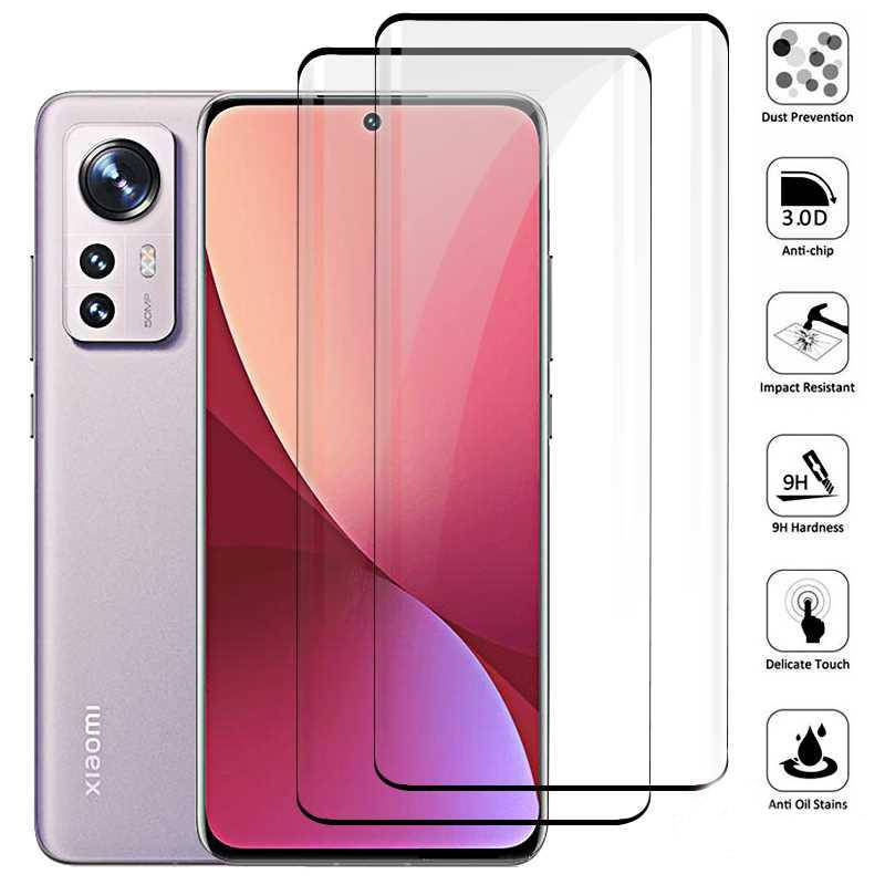 1pc Pelindung Layar Tempered Glass Curved Untuk Xiaomi Mi 12 Pro