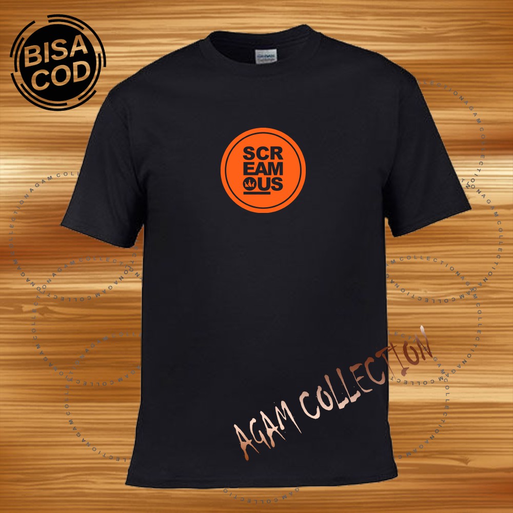 Agam Collection Baju Kaos Distro Screamuos Round Text Orange Lengan Pendek Premium Quality