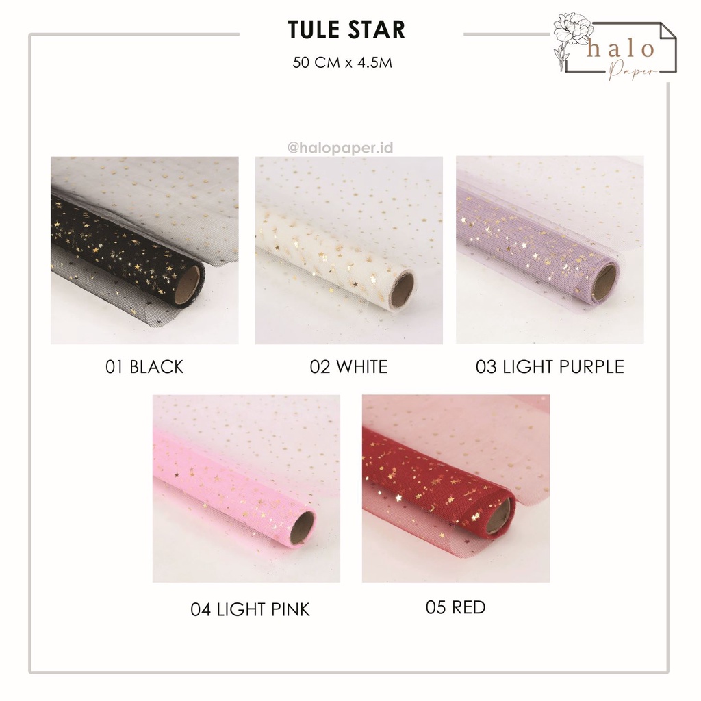 

(1 Roll) Kain Jaring Motif Bintang Bulan / Wrapping Buket Bunga