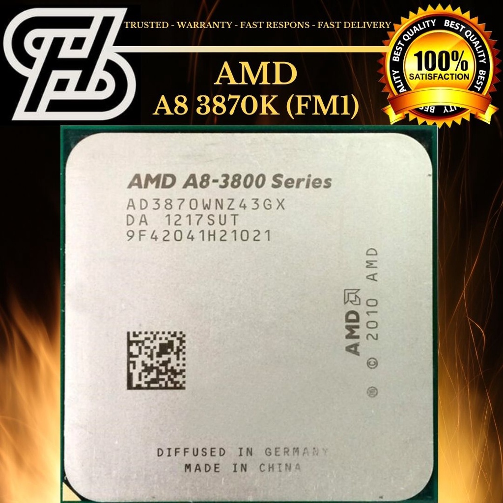 AMD A8 3870K Socket FM1 - 3.0Ghz - Radeon HD6550D 4Cores 4Threads Cache 4MB TDP 100. Processor PC be