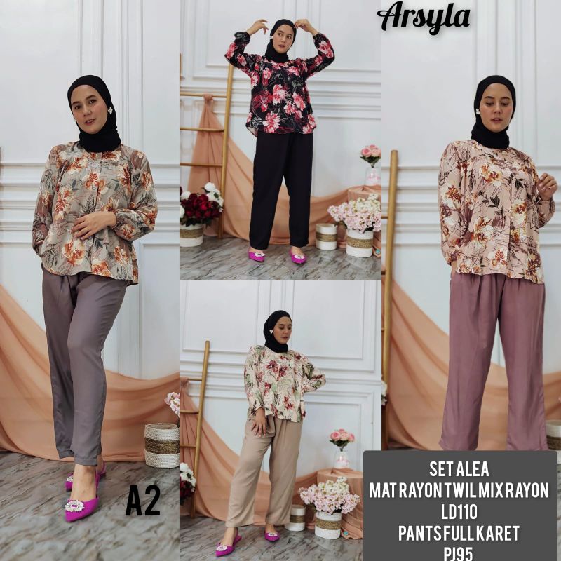 SET ALEA BY ARSYLA//SETELAN ARSYLA KOMBINASI RAYON TWILL//ONESET LENGAN PANJANG