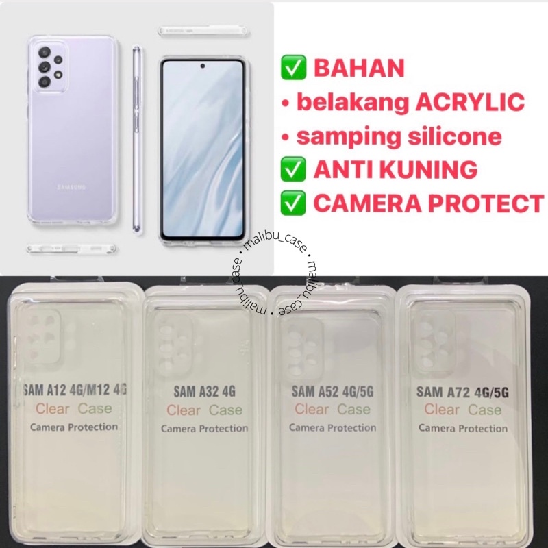 SPACE CLEAR CASE ACRYLIC SAMSUNG A72 A52 A32 A12 M12 4G 5G ANTI IMPACT HYBRID CAMERA PROTECTION / PE