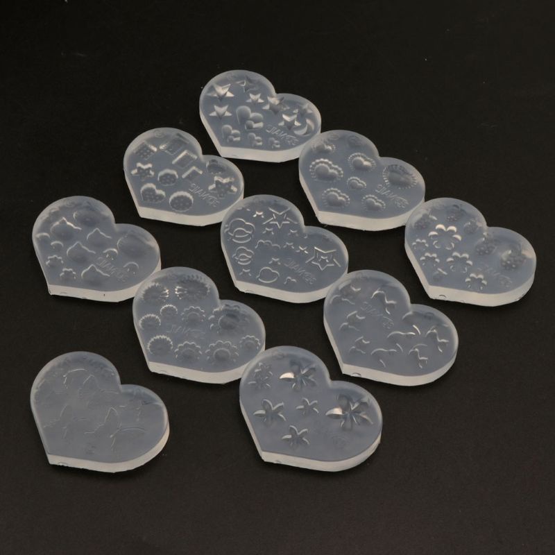 Siy 10pcs Cetakan Resin Mini Bahan Silikon Desain Kucingberuangbungahuruf Untuk Nail Art