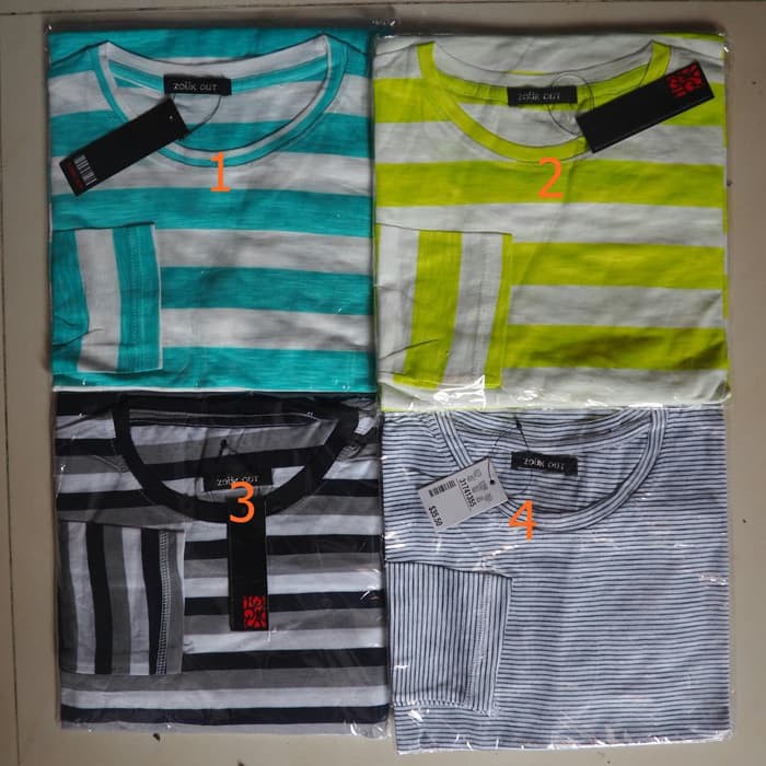 11 Macam Baju / Kaos Salur Lengan Panjang / Stripped / Belang / Wanita