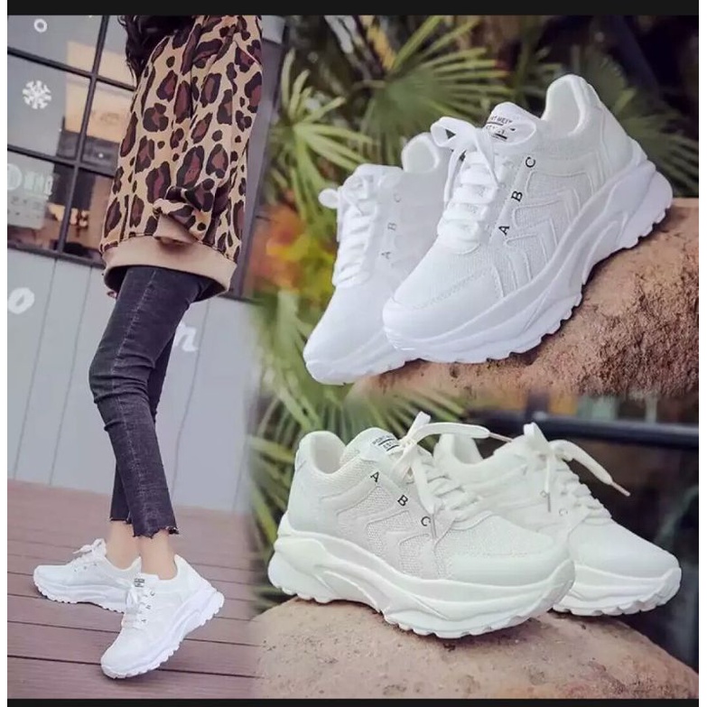 Sepatu sneakers wanita abc full white