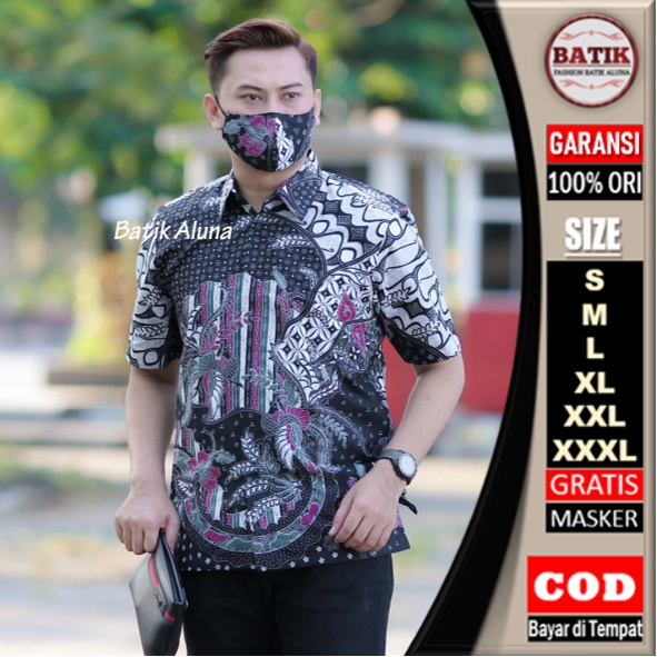 Batik Kemeja Pria Lengan Pendek Premium Modern Jumbo Full Puring Terbaru Original COD PD 002