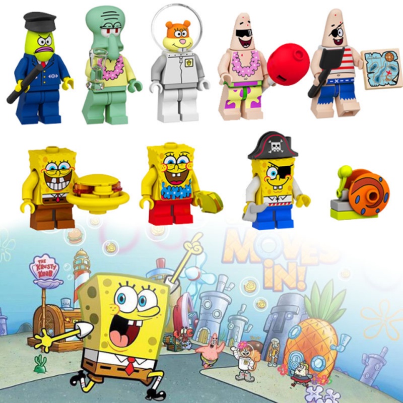 Square Pants SpongeBob Figure Set Isi 9cocok Untuk Hadiah Ulang Tahun Anak