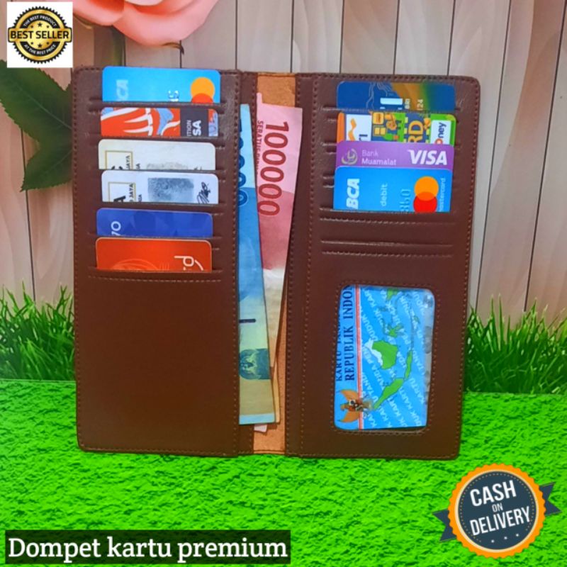 Dompet pria/wanita dompet kartu premium dompet panjang lipat dua