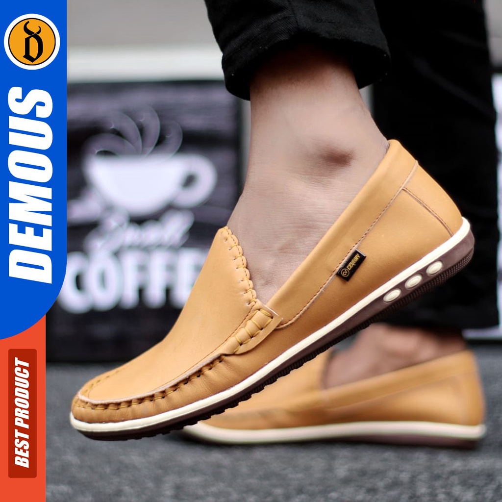 DEMOUS Moclea - Sepatu Slip On Casual Kerja Pria Kulit Asli