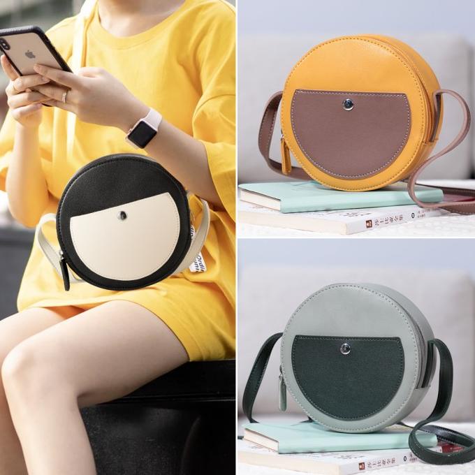 MINISO Tas Selempang Wanita Sling Bag Bulat Vintage