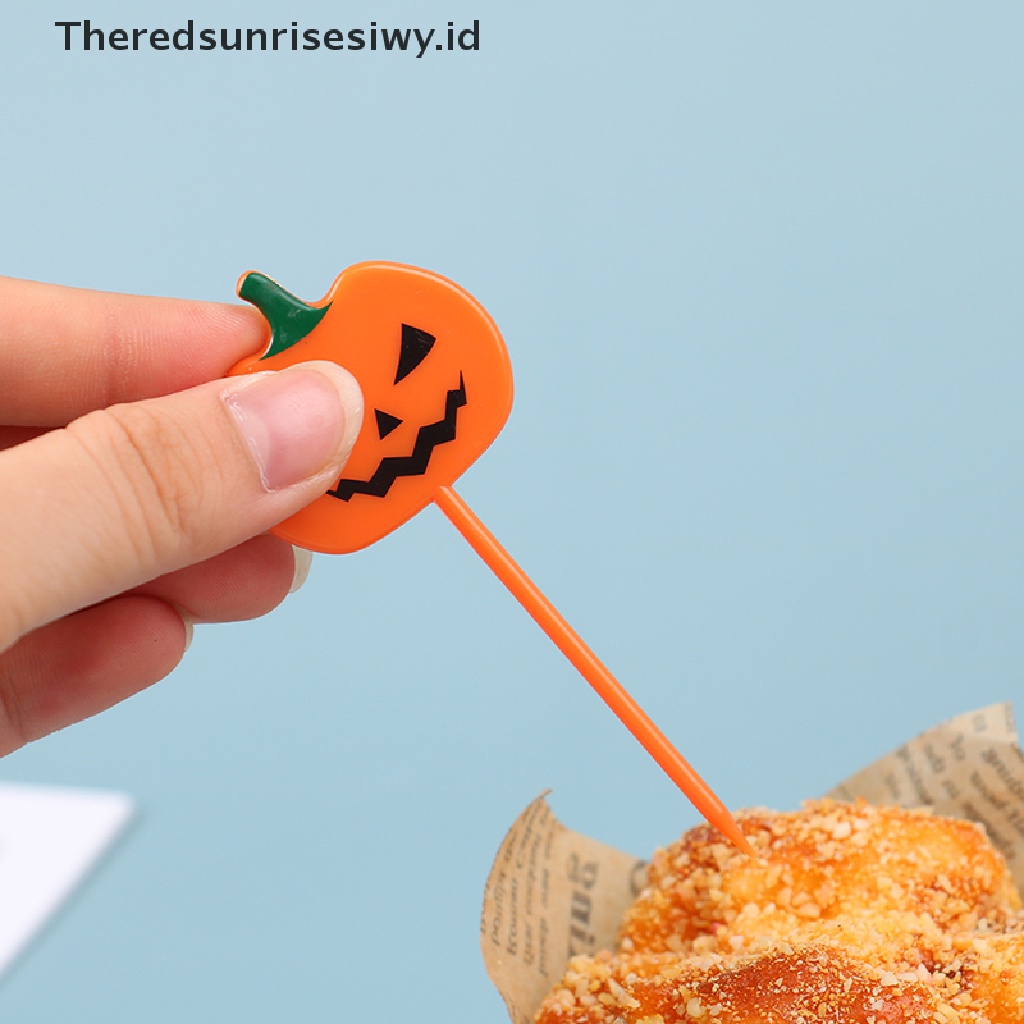 # Alat Pemotong Buah # 10pcs Tusuk Gigi Buah Desain Kartun Halloween Bahan Plastik