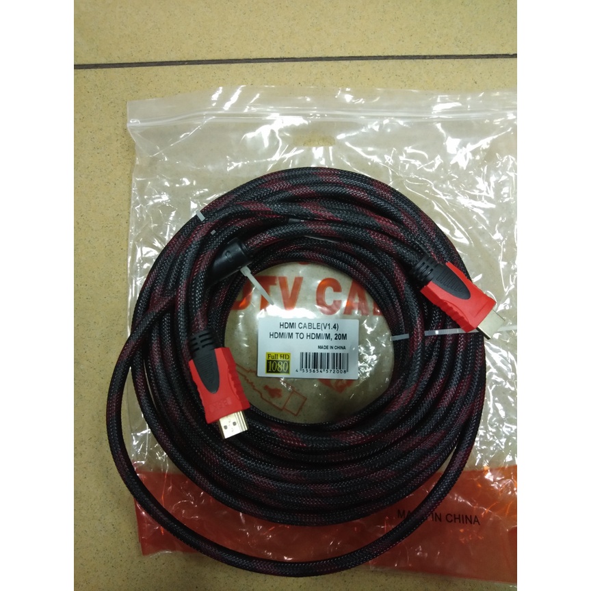 Kabel HDMI 20 meter spiral jaring Gold plated V1.4 Full HD 1080P