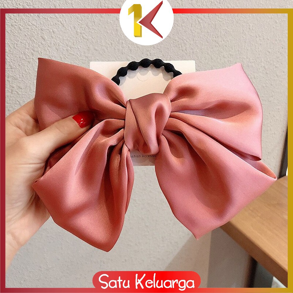SK-C160 Ikat Rambut Pita Besar Kuncir Rambut Hairband Aksesoris Wanita Kunciran Rambut Korea Style-PITA PINK TUA