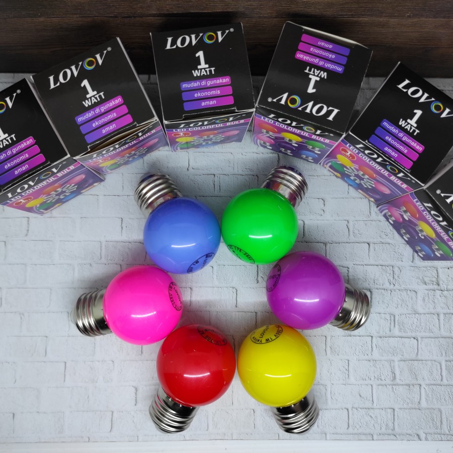 LAMPU LED PING PONG 1 WATT LOVOV BOHLAM HIAS WARNA WARNI SUPER TERANG